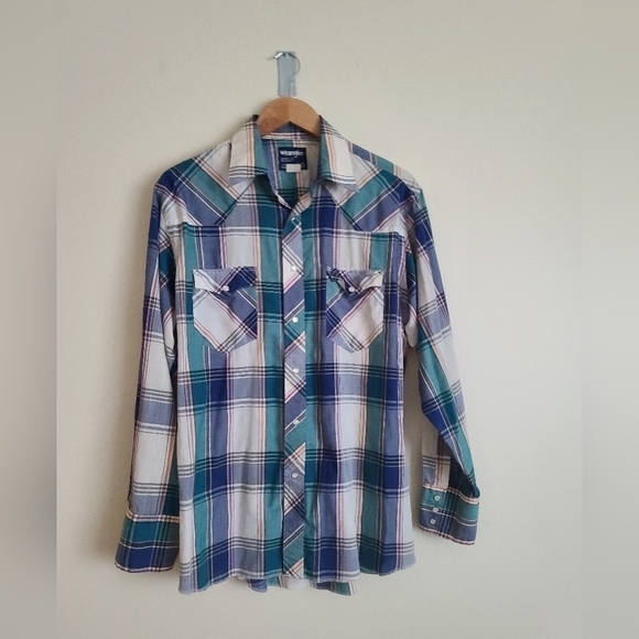 Wrangler Other - Wrangler Western Shirt Men's Large Pearl Snap Single sz l